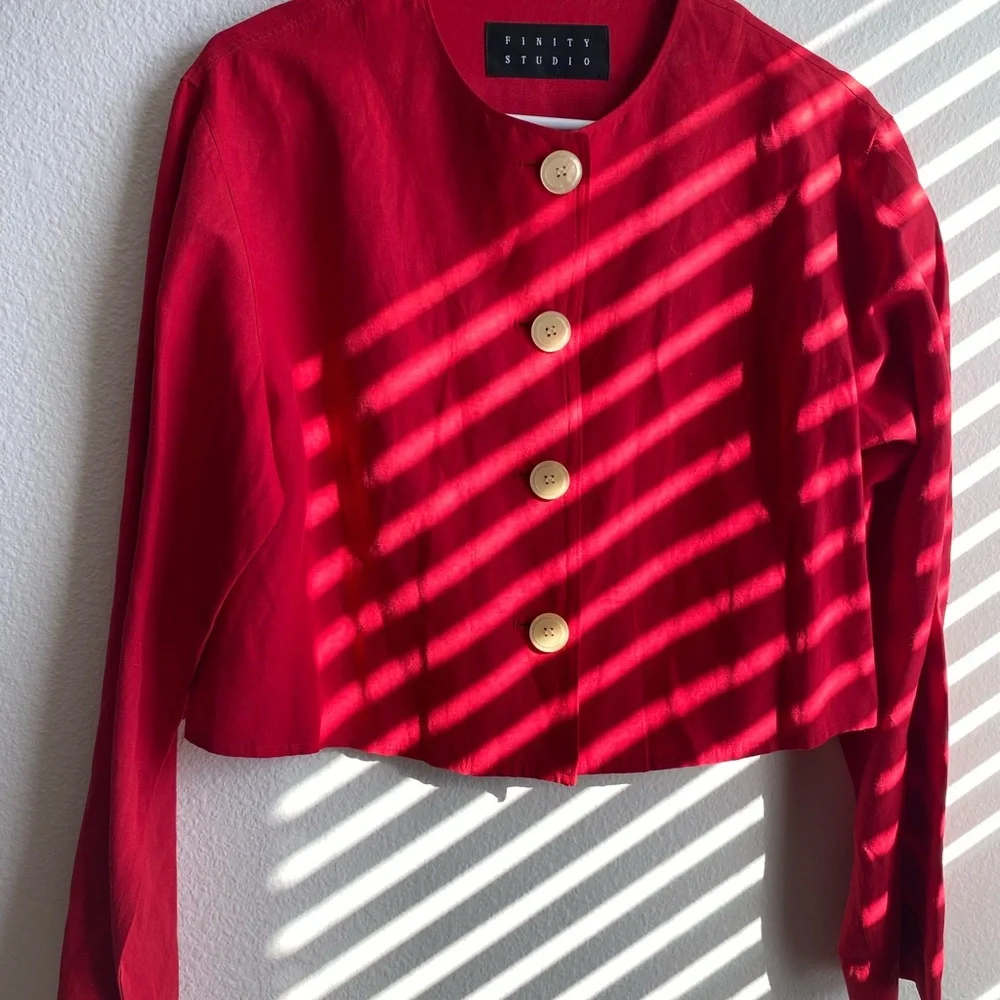Red Button-Up Top - Picture 2 of 5